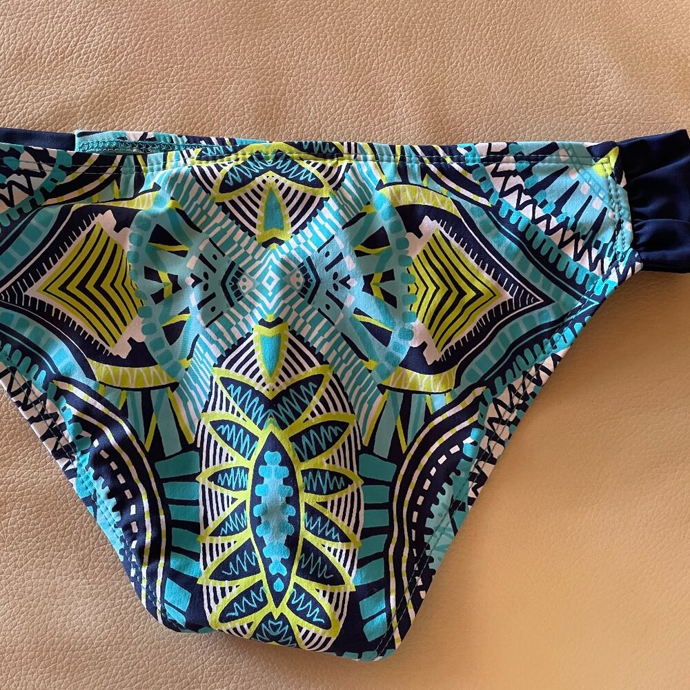 Title Nine NWT Women's Bikini Bottoms - Turquoise, Navy, Lime Pattern - Picture 4 of 5